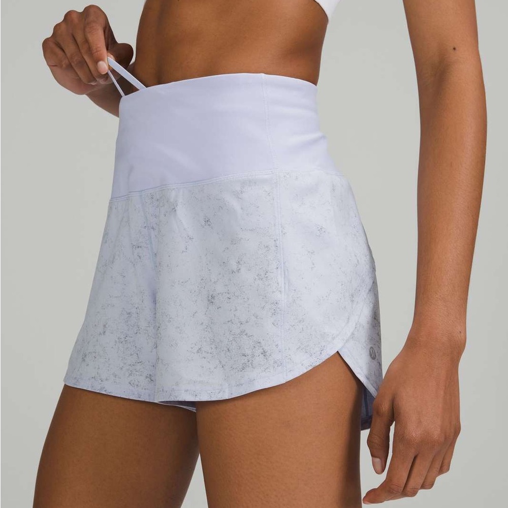 LULULEMON SPEED UP SHORT 4"-GRAVEL DUST PASTEL BLUE MULTI